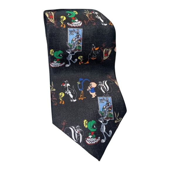Vintage 1997 Looney Tunes Multi-Character US Stamp Collection Men's Necktie USA - Picture 1 of 7
